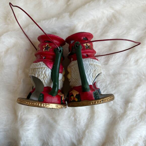 2 Ceramic Santa Head Votive Candle Holder Lanterns Handle Christmas Tea Light - Picture 10 of 11